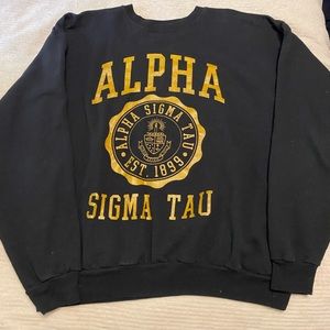 Alpha Sigma Tau black crewneck crest